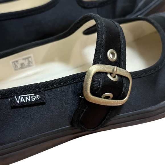 Vans Black Mary Jane Buckle Satin Rubber Flats — 7.5 - Picture 8 of 12